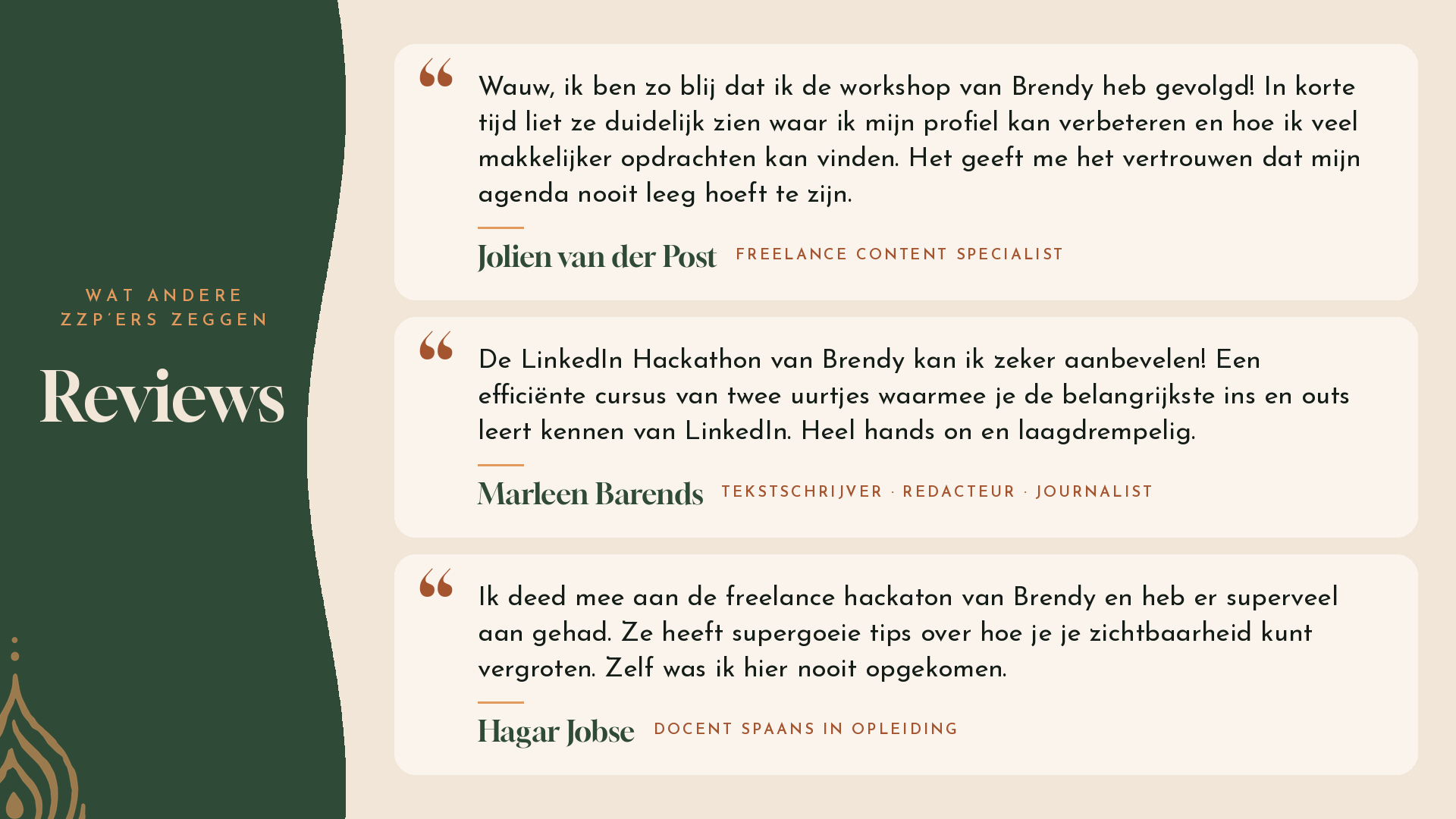 Reviews van zzp-ers over de Freelance Hackathon van Brendy